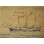 D A A Kennedy maritime watercolour sailing ship in choppy sea, titled lower left 'Mary Barrow' of