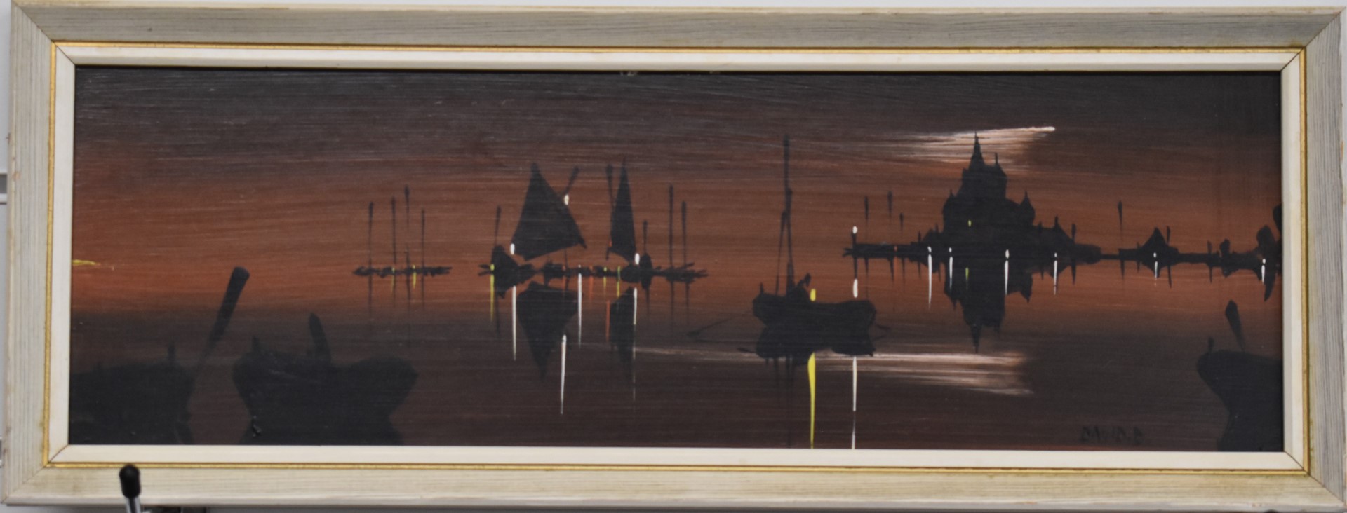 George Richard Deakins (1911-1982) oil on canvas coastal scene with boats at sunset and another - Image 5 of 9