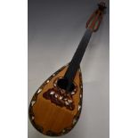 Unlabelled Fratelli Bros De Falco mandolin with marquetry to back made by Sebastiano and his son