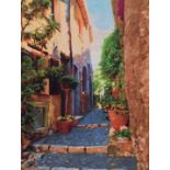 Nobu Haihara signed limited edition 126/195 print 'Pathway', of a narrow street, with certificate of