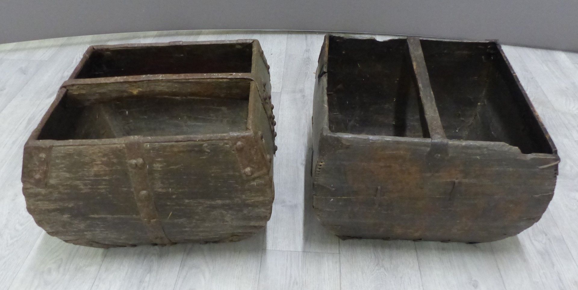 Two metal bound vintage trugs, possibly 19thC or earlier - Image 3 of 3