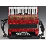 Irin 48 bass 4 x 12 configuration piano accordion with five treble couplers, in soft carry case with