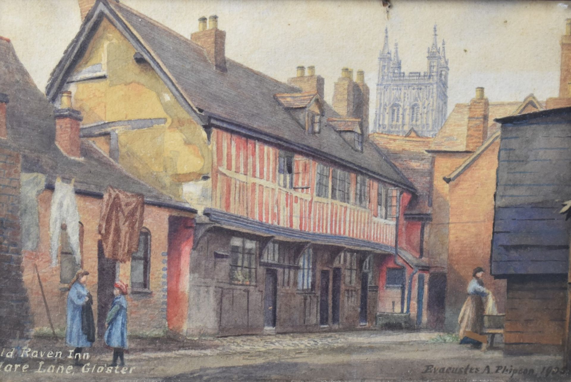 Evacustes A Phipson (1854-1931) early 20thC pair of watercolours of Gloucester, each signed, dated - Image 3 of 11