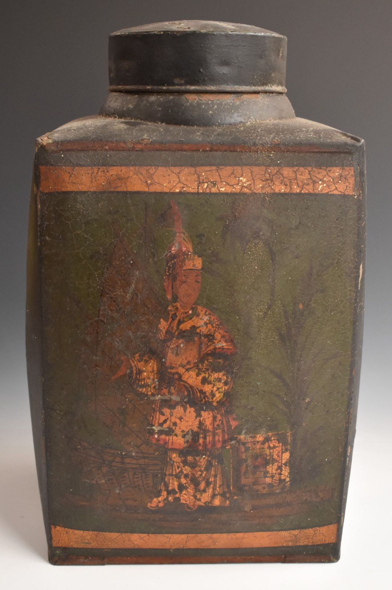 Toleware shop / haberdashery display tea canister, H 43cm - Image 3 of 3