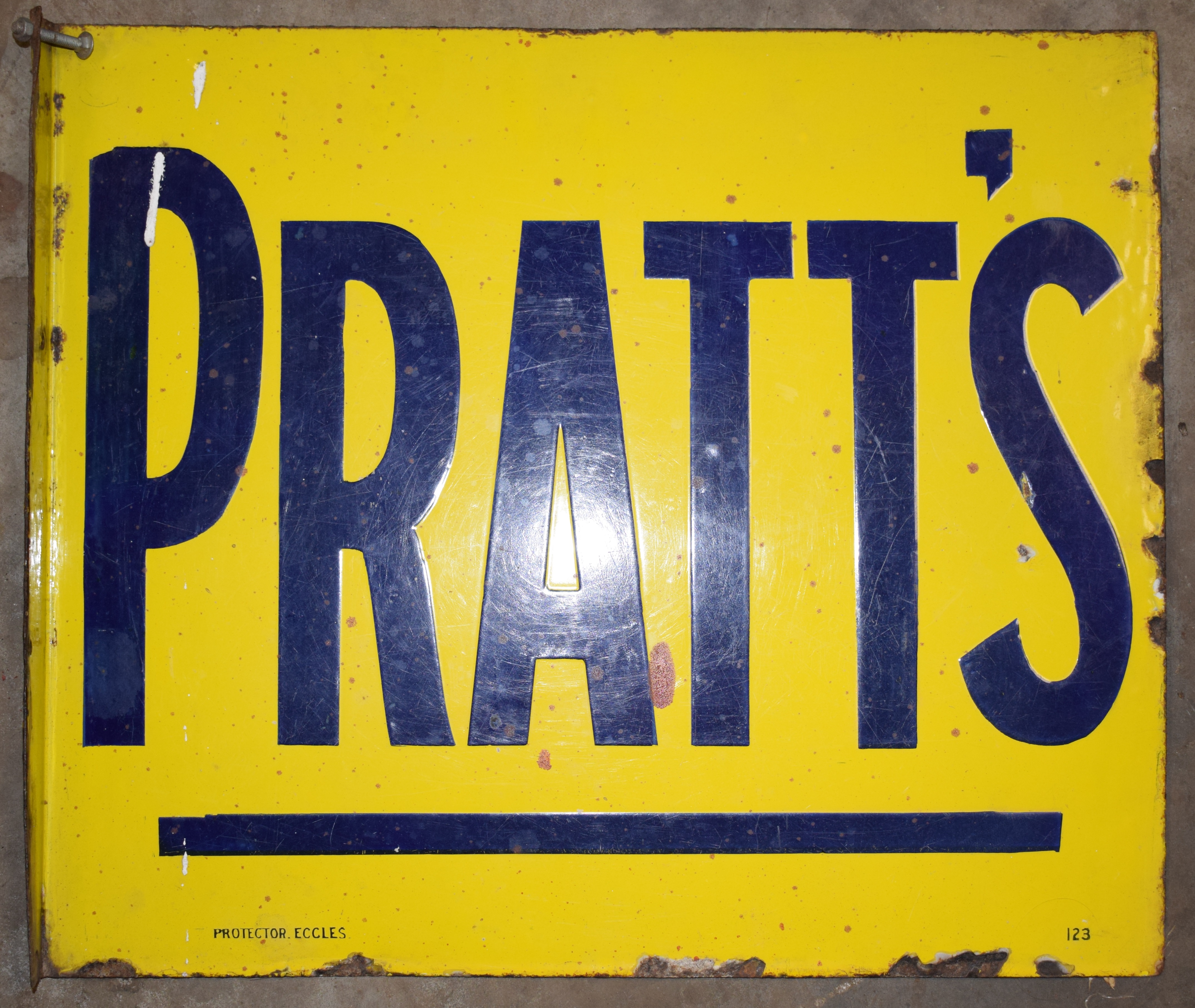 Vintage double sided enamel advertising sign 'Pratt's', 46 x 54cm PLEASE NOTE this lot is located at - Image 2 of 3