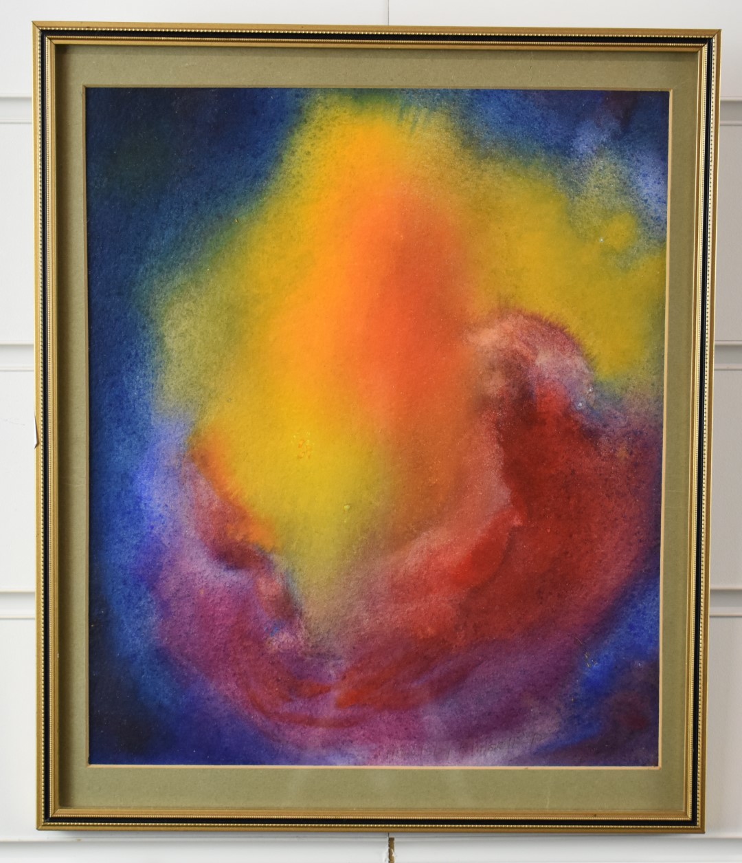 Attributed to Maulsby Kimball (1904-1987) watercolour 'Burst of Spirit', 26.5 x 22.5cm, in gilt - Image 2 of 3