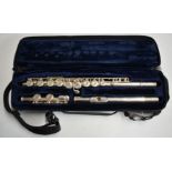 Trevor J James TJ10 silver plated flute, in original fitted case