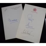 Signatures of Prince Philip, Princess Anne, Her Majesty the Queen (signed as Lilibet) on H.M.Yacht