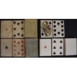 Three packs of 19thC playing cards, one with slip suggesting them to be Doherty c1850 all without