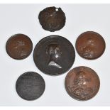 Six various bronze late 18thC and 19thC commemorative medal coins to include Austria, Russia,