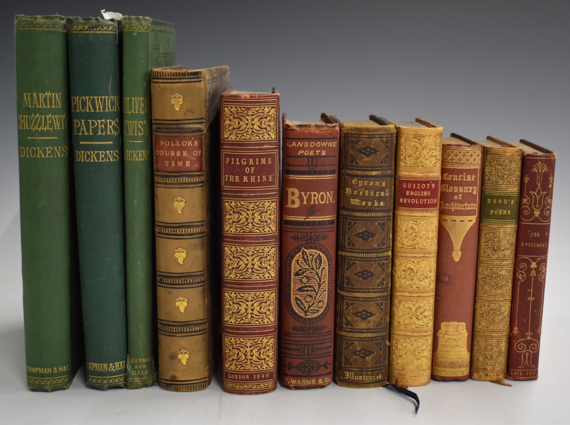 [Bindings] Charles Dickens Oliver Twist, Martin Chuzzlewit and Pickwick Papers (c.1880s)