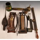 Vintage motoring collectables to include Dunlop and Walters & Dobson (WAD) foot pumps, oil cans