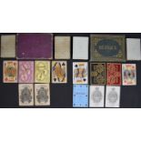 Two Bezique sets in original cases, one De La Rue with two markers, the cards with square corners