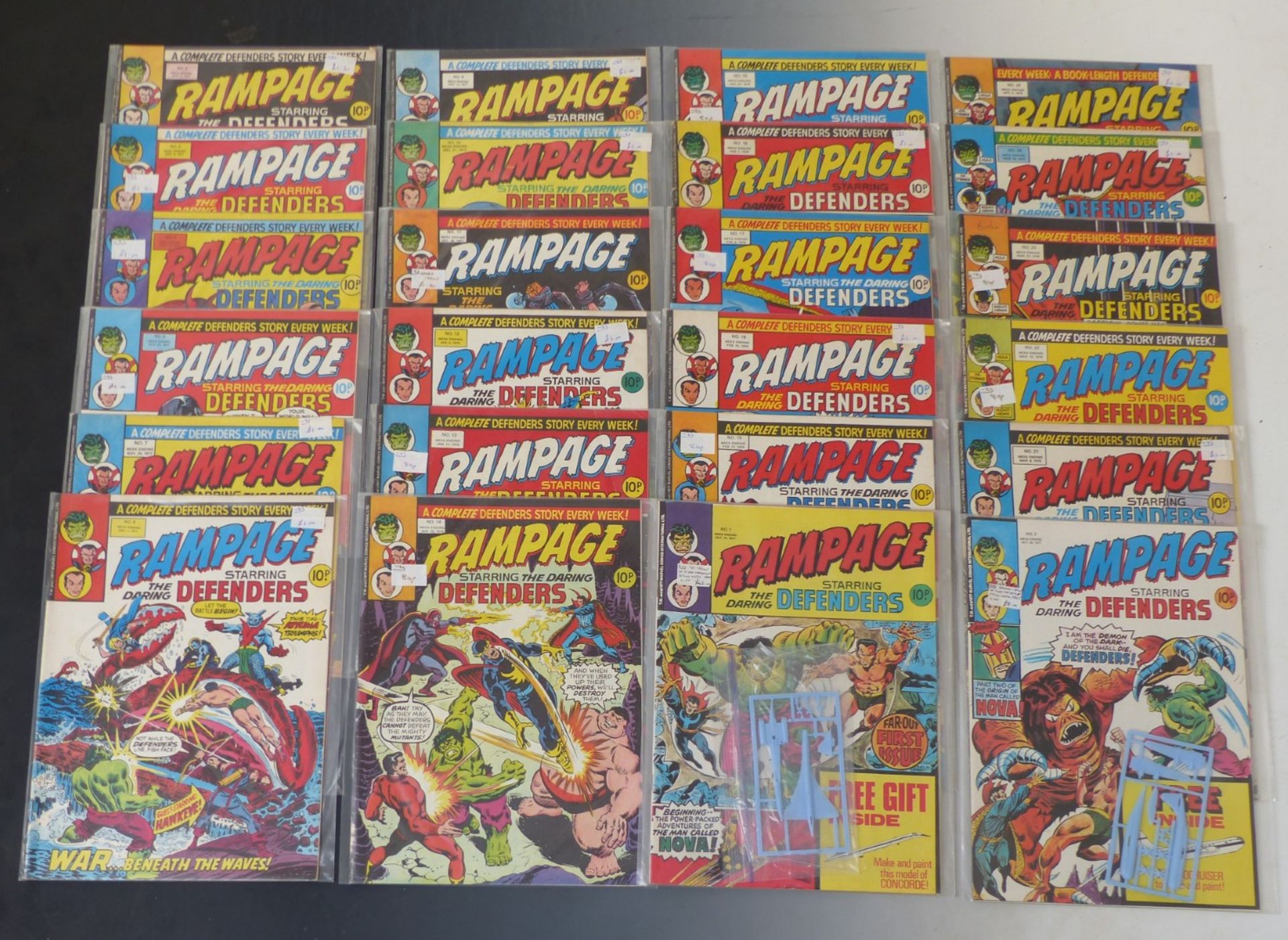 The first 25 issues of Marvel Rampage comic including the first two with free gifts.
