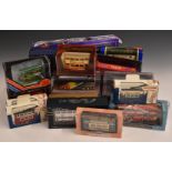 Twenty-one 1:76 scale diecast model buses and trams by various manufacturers including Corgi,