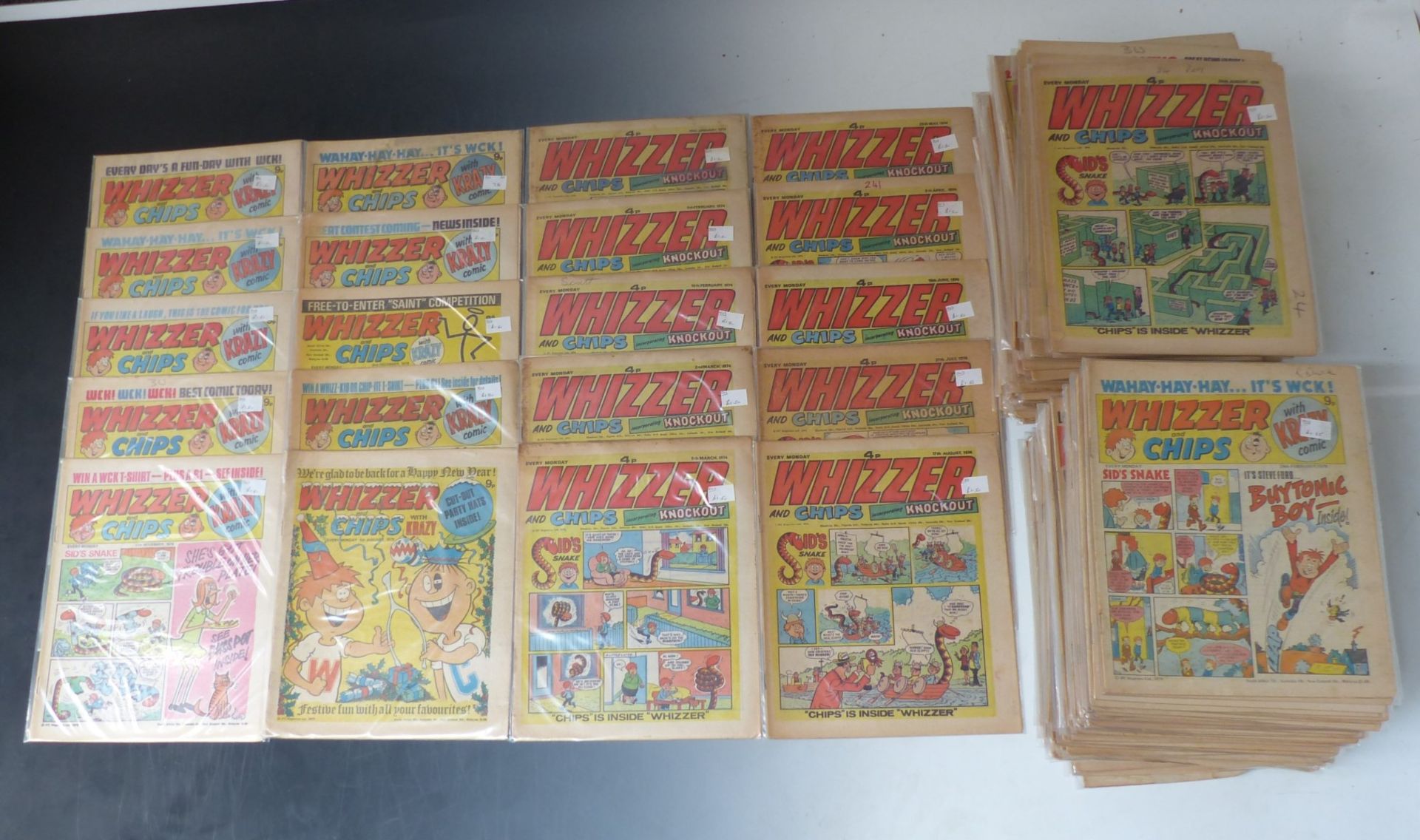 One-hundred-and-eighty-four Whizzer and Chips comics dating from 1974-1981.