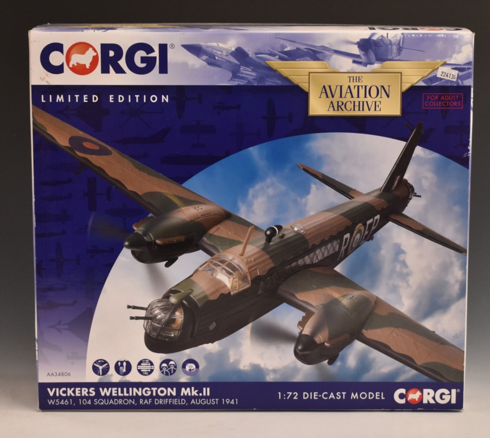 Corgi The Aviation Archive 1:72 scale limited edition diecast model Vickers Wellington Mk.II,