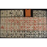 19th or early 20th century pack of transformation fortune telling playing cards with pink backs (