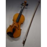 Violin by Lark, 34cm two piece back, in hard carry case with bow