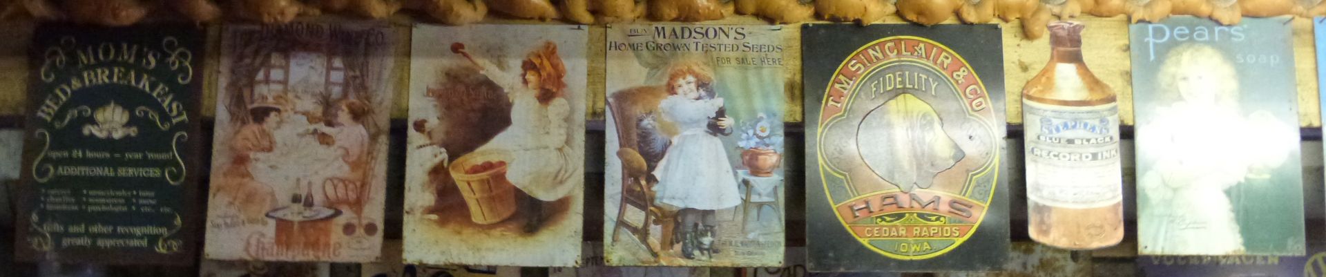 Ten metal advertising signs including Titanic, Madson's Seeds and Pears Soap, approximately 40 x - Image 3 of 3