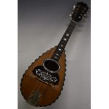 Vinaccia, Nipote C Munier, c1900 fluted bowl 33 piece back mandolin, with silver inlay, mother of