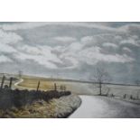 George Guest (b.1935) signed limited edition (76/200) lithograph 'Wet Road', with certificate from