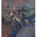 Warren Storey RWA (1924-2008) oil on board ‘The Hovis Street' (Gold Hill, Shaftesbury, Dorset),