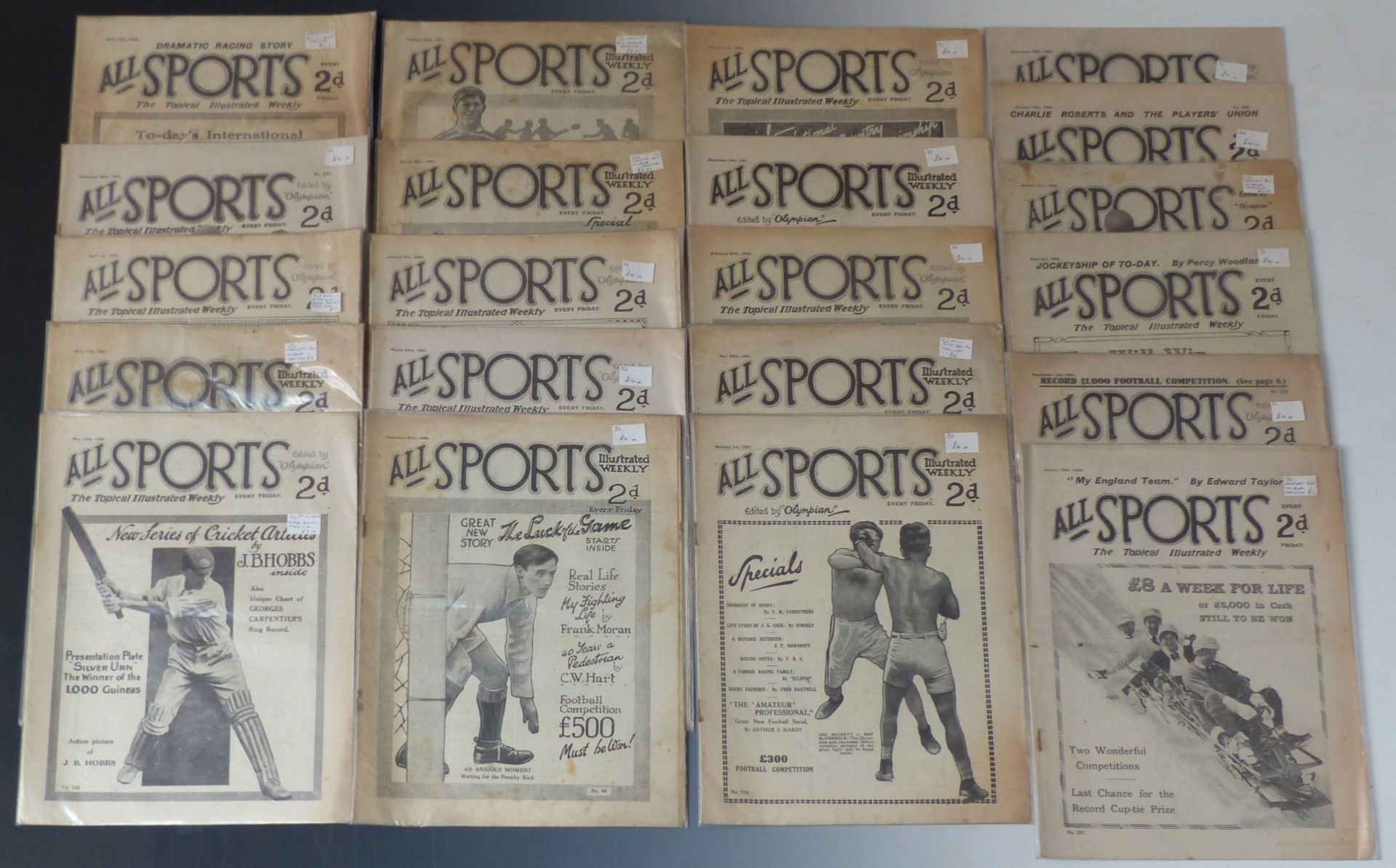 Twenty-one All Sports magazines dating from 1921-1924, some with free gifts.