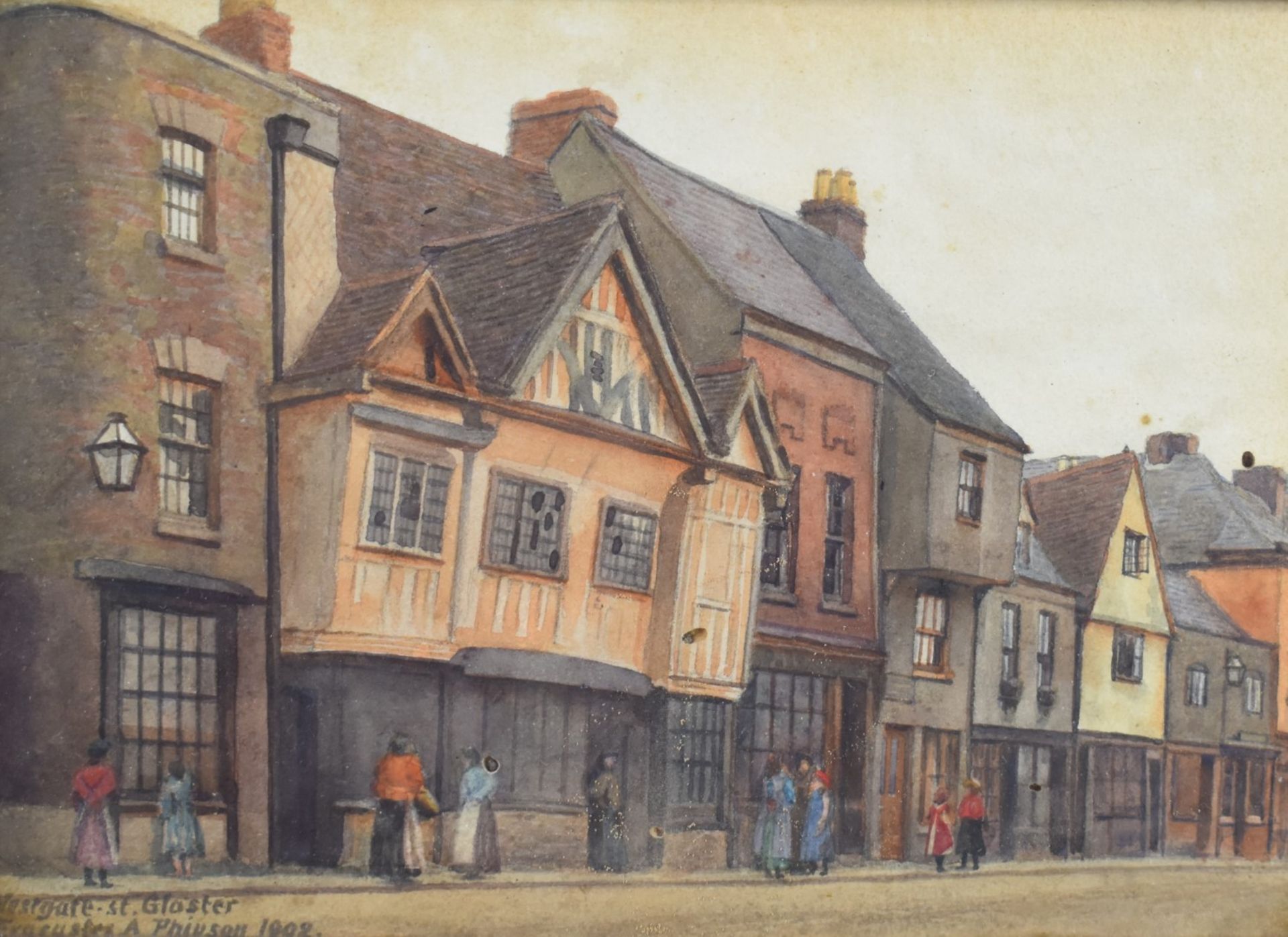 Evacustes A Phipson (1854-1931) early 20thC pair of watercolours of Gloucester, each signed, dated - Image 2 of 11