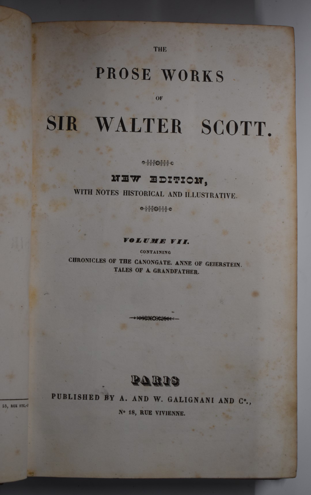 The Prose Works of Sir Walter Scott published Paris A & W Galignani (c.1830s) a New Edition with - Bild 2 aus 2