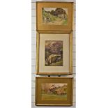Cyril Ward (1863-1935) three watercolours of pastoral scenes and a waterfall, all signed, one