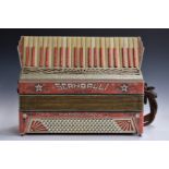 Scandalli 120 bass 1930s Vibrante Four Italian piano accordion in Deco style, with pink perloid