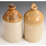 Two stoneware flagons for Pigott Summertown Stores, Oxford and Scotts Botanical Brewers, Bolton,
