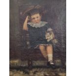N Crowther Victorian oil on canvas portrait of a girl seated with cat, signed and dated 97 lower