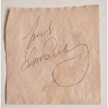 Elvis Presley autograph in black ink on paper. With letter of provenance from Judy White, employee