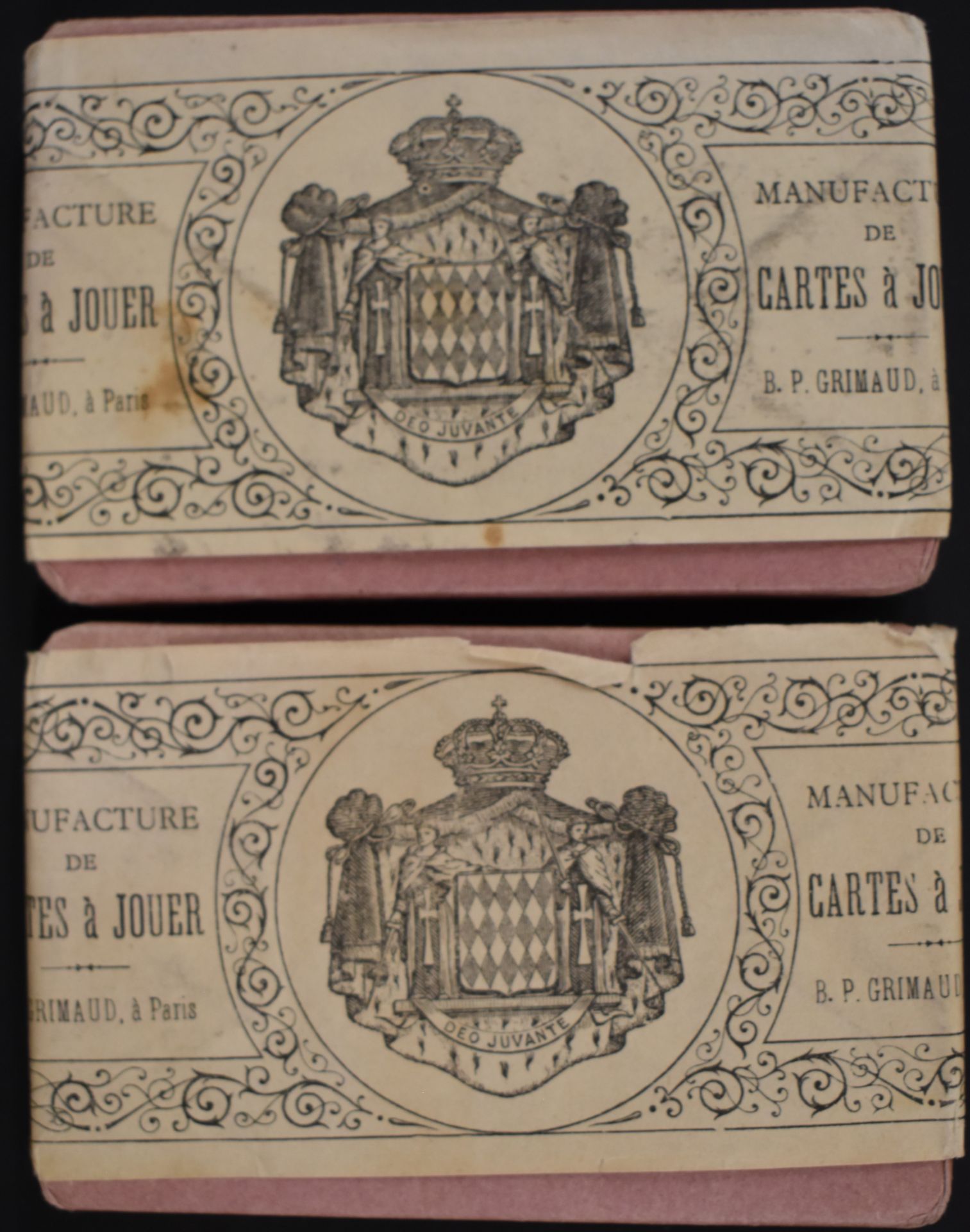 Two packs c1900 B P Grimaud, Paris unopened poker cards - Image 2 of 2