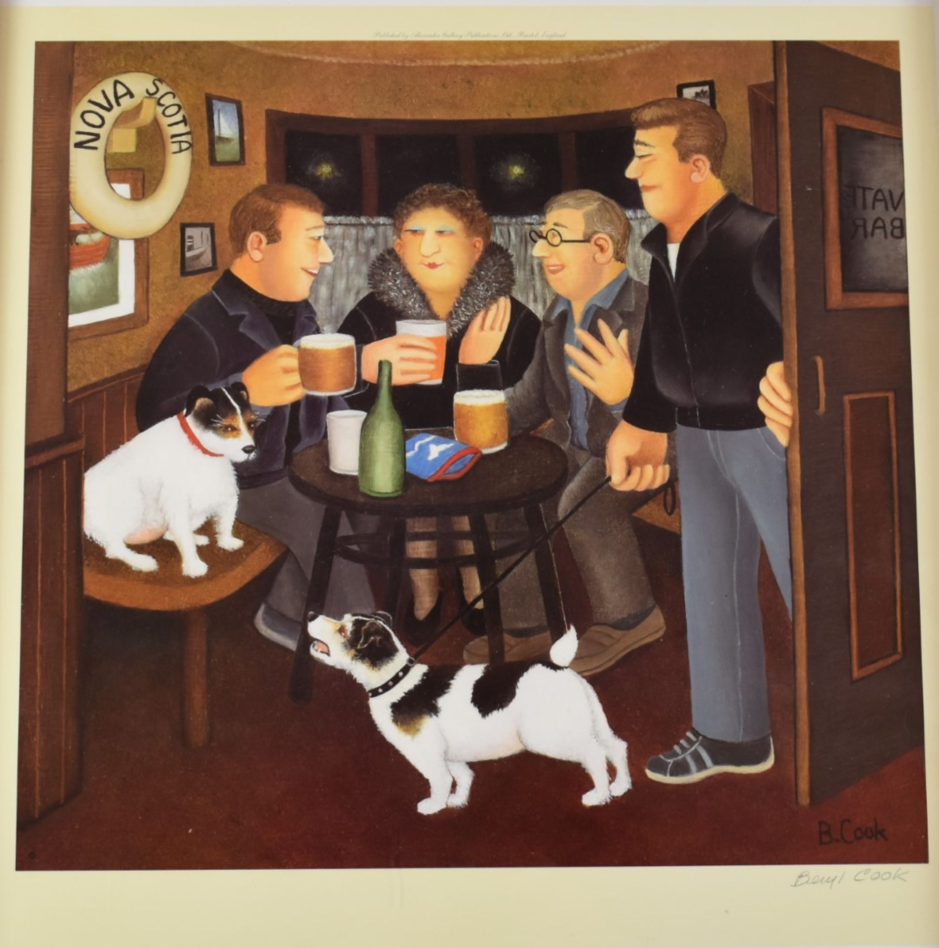 Beryl Cook signed print In The Snug, with gallery blind stamp lower left, 68 x 48cm, in modern - Image 2 of 7