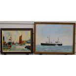 Eric Aldridge (Arlingham, Gloucester artist) two maritime oil on boards, one M V Balmoral, the other