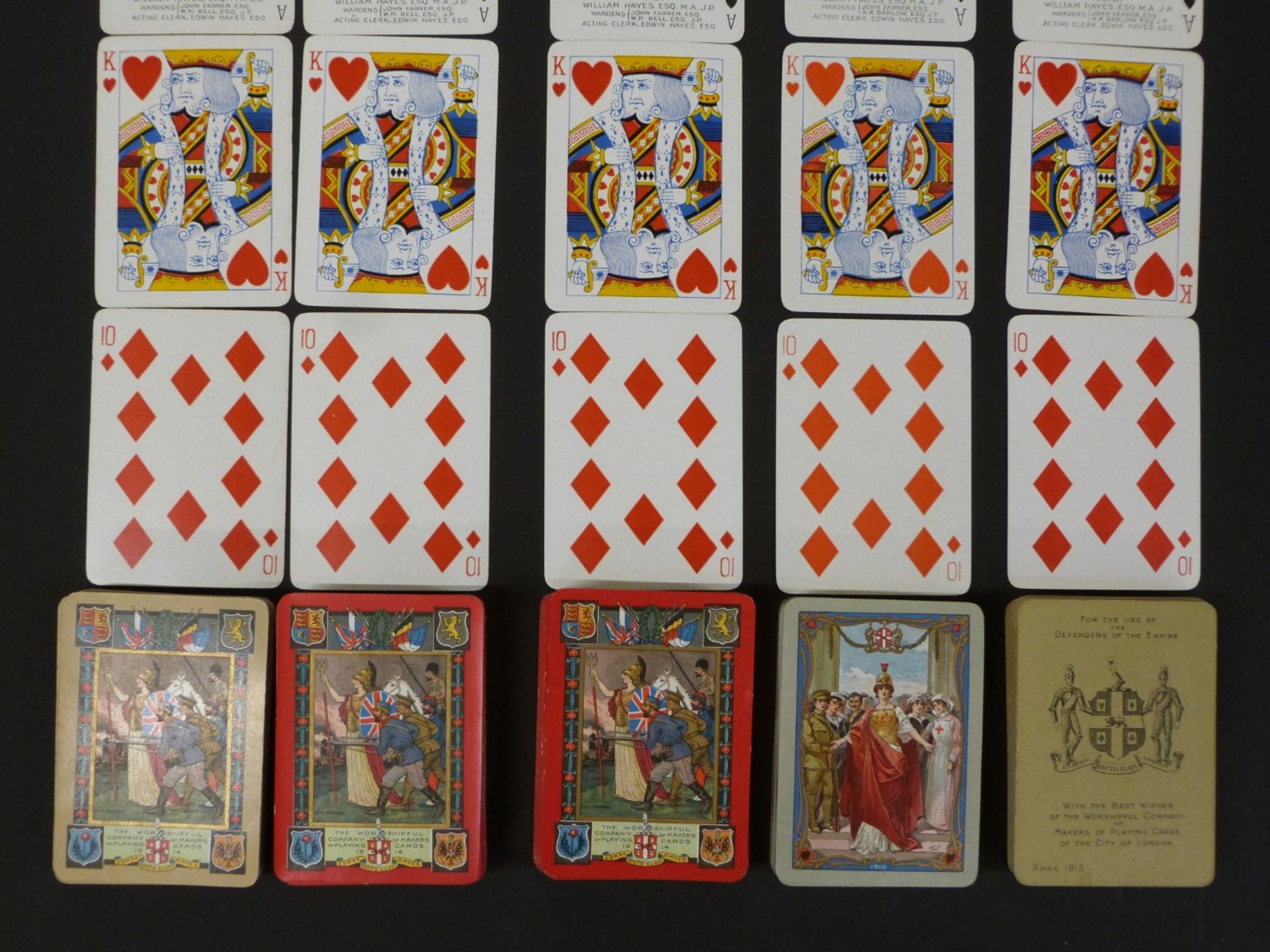 Five packs of Worshipful Company of Makers of Playing Cards playing cards of WW1 interest comprising - Image 3 of 3