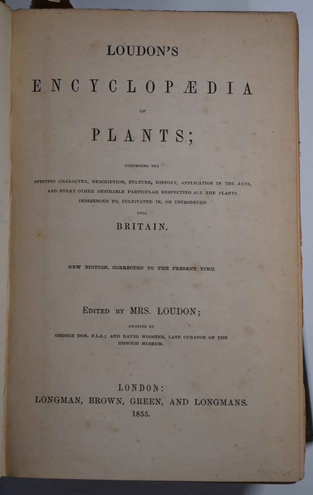 Mrs. Loudon Encyclopaedia of Plants published Longman, Brown etc 1855 corrected edition illustrated, - Bild 2 aus 2