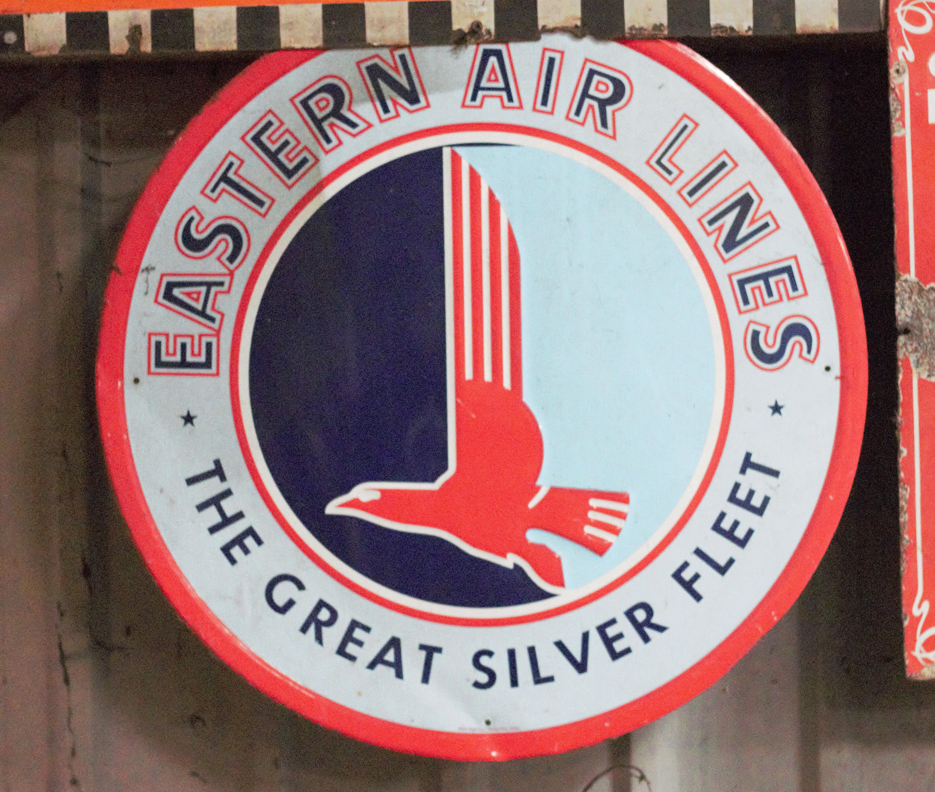 Metal advertising sign 'Eastern Air Lines', diameter 59cm PLEASE NOTE this lot is located at and