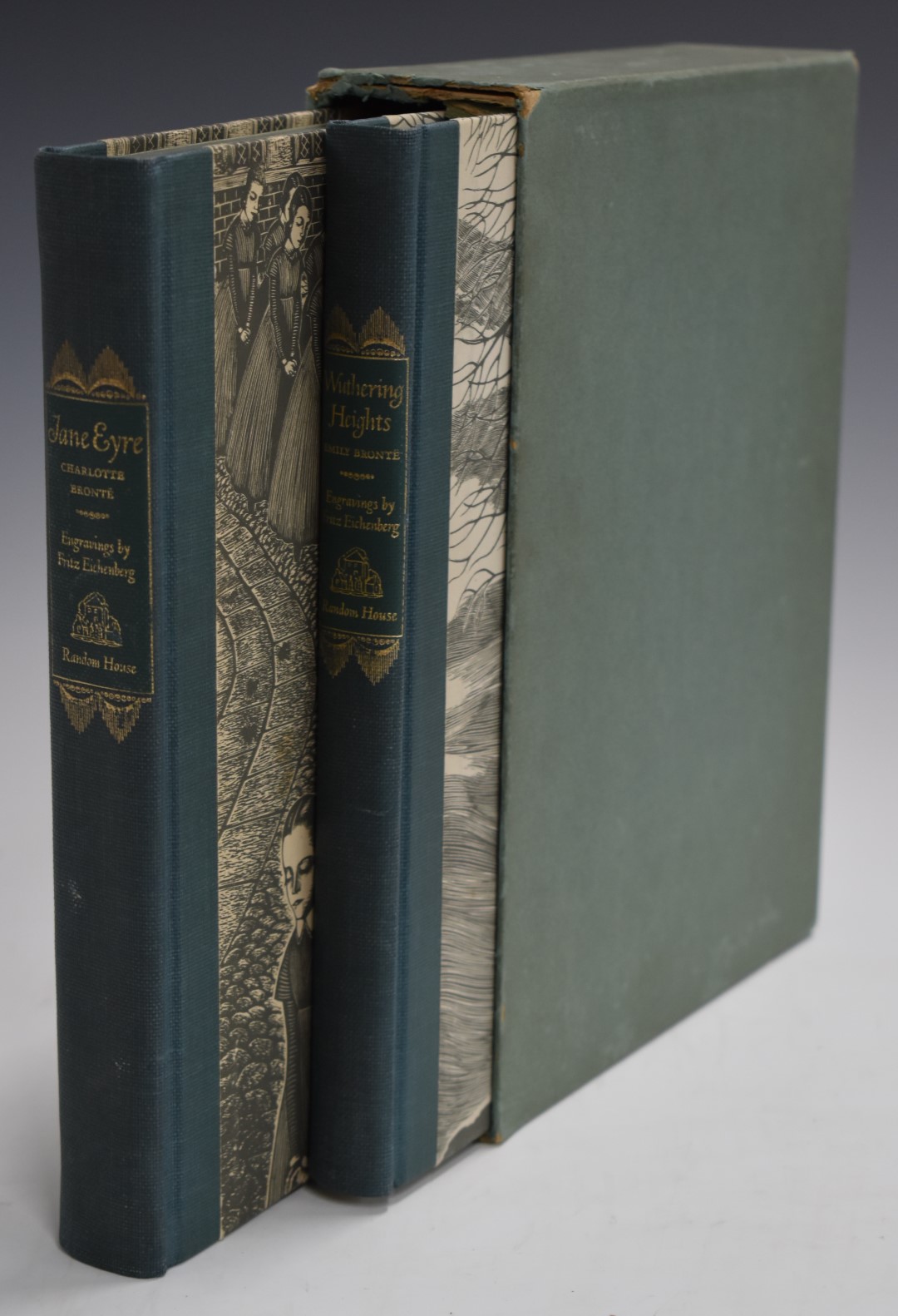 [Eichenberg Signed] Emily Bronte Wuthering Heights & Charlotte Bronte Jane Eyre, with wood