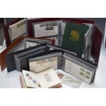 Nine stamp albums, mostly first day covers from 1980s-2000s with some presentation packs and a