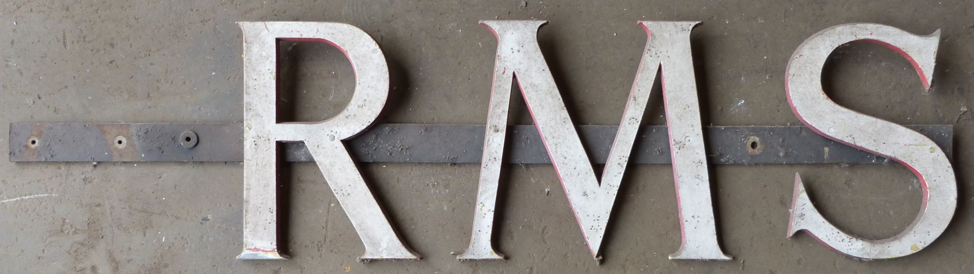 Vintage RMS cast aluminium sign possibly of shipping interest, overall length 124cm PLEASE NOTE this