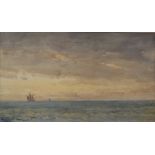 Henry Moore RA (1831-1895) watercolour sailing ships at sea, signed lower left, 19 x 33.5cm, in gilt