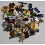 A collection of music related badges including Iron Maiden, John Martyn, Abba, Queen, Genesis,