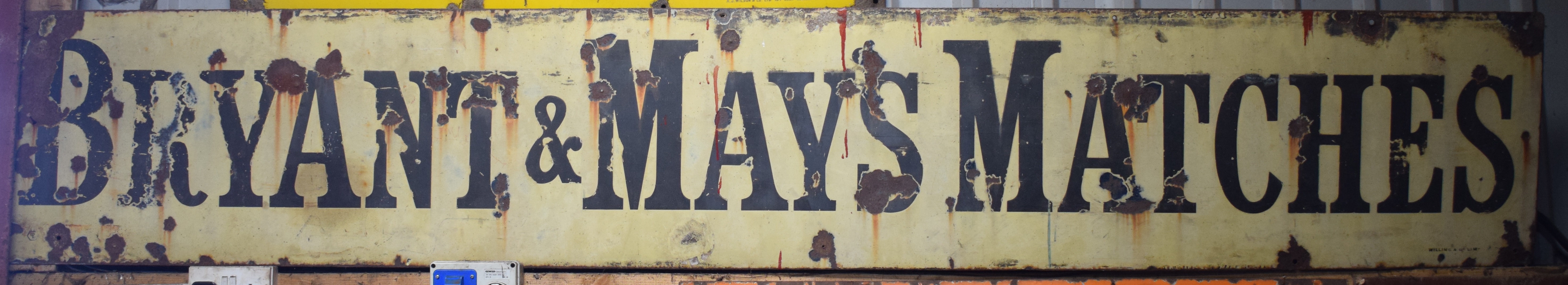 Vintage enamel advertising sign 'Bryant & May's Matches', 46 x 275cm PLEASE NOTE this lot is located