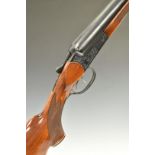 Baikal IJ-58 12 bore side by side ejector shotgun with heavy engraving of stag heads to the locks,