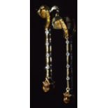 A pair of 18ct gold earrings set with yellow sapphires and diamonds, 4.4cm, 3.5g