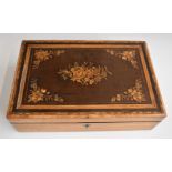 19thC inlaid mahogany jewellery box with sectioned lift-out tray, W31 x D20 x H9cm
